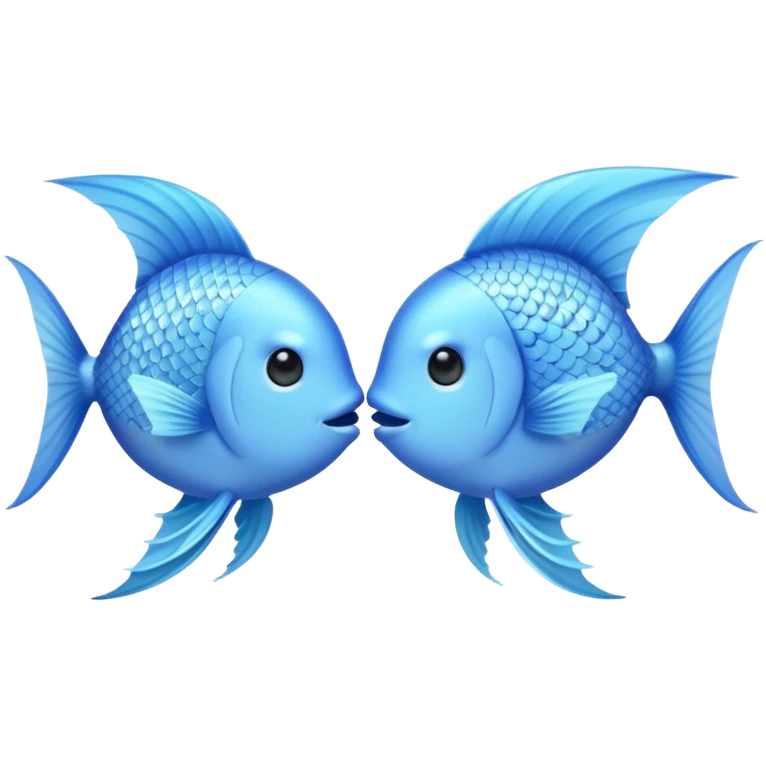 two cuty pale blue fishes kissing emoji
