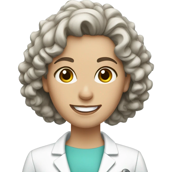 Dentist white woman curly brown hair  emoji