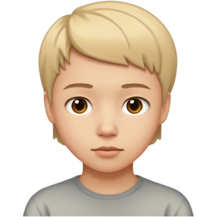 adolescent au visage impassible. Cheveux courts emoji