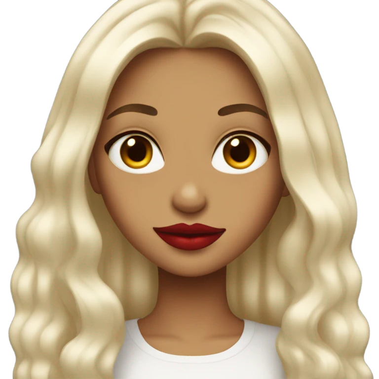 tan girl with long platinum hair and red lips emoji