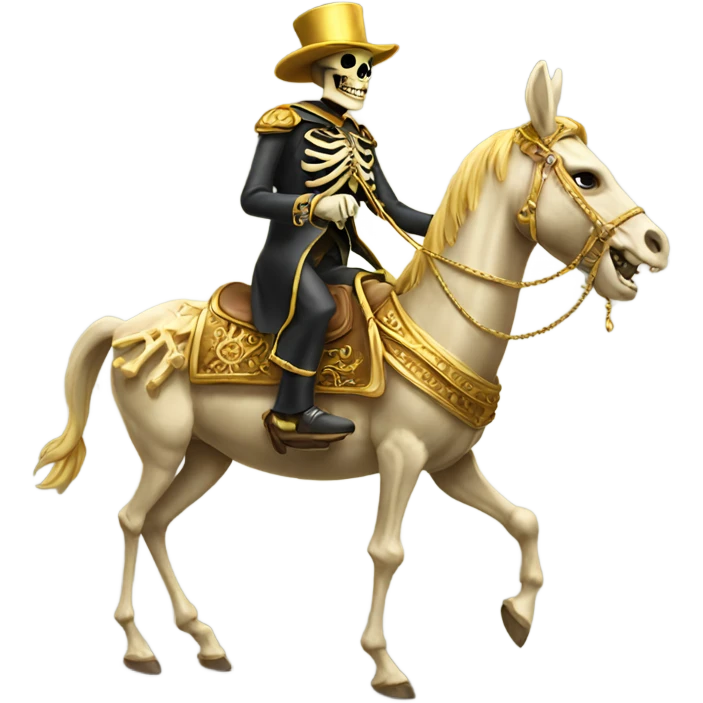 royal Golden skeleton riding donkey emoji