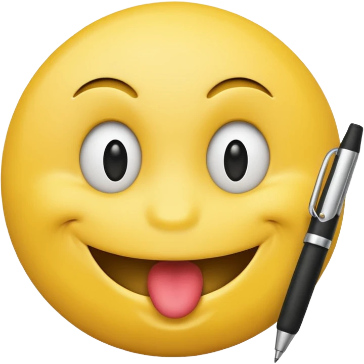 A smiley with a pen in his mouth  emoji
