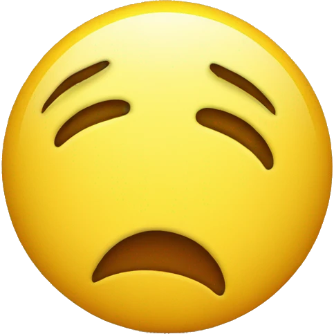 Round yellow emoji face with a bored expression, downturned mouth and tongue poking out emoji