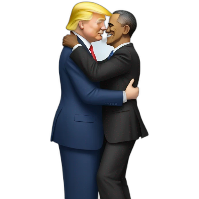 Trump hugging obama emoji