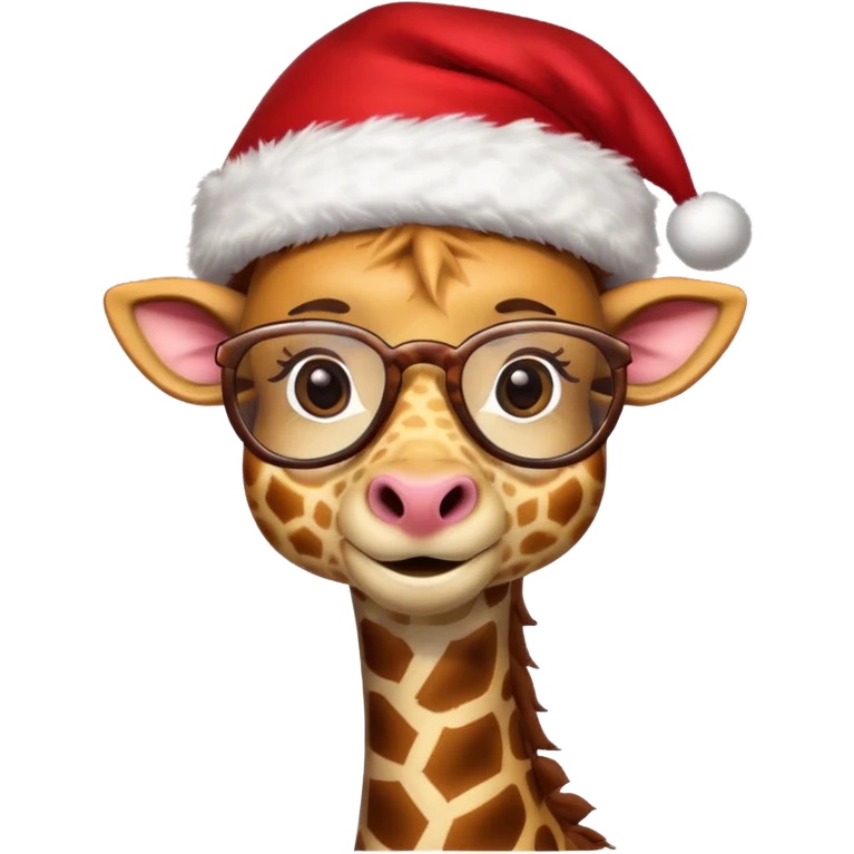 Giraffe santa cap and glasses 
 emoji