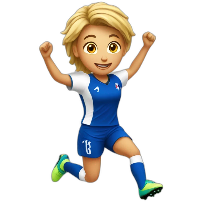 French female soccer player jumping emoji