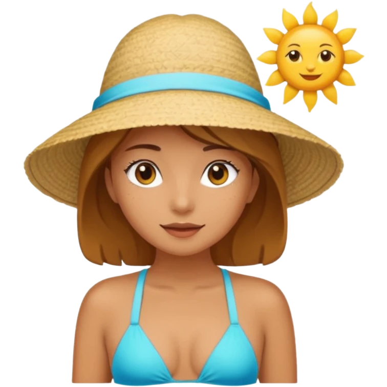 Girl in a swimsuit and with a hat emoji