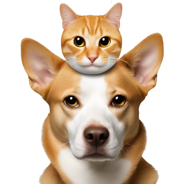 cat on dogs head  emoji