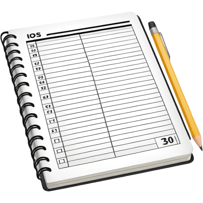 Libreta de presupuesto con numeros y cuentas emoji