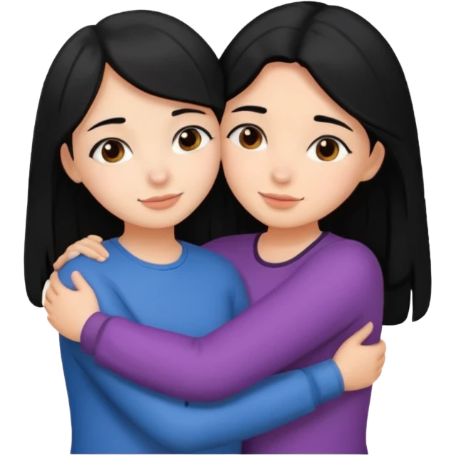 2 girl best friends hugging one black hair one brown hair emoji