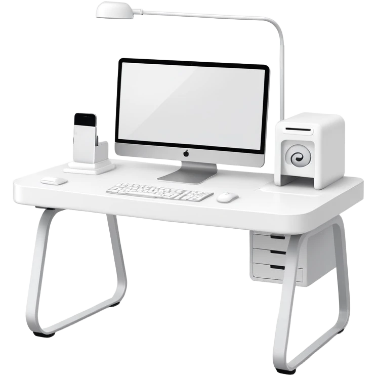 White desk gaming table setup emoji