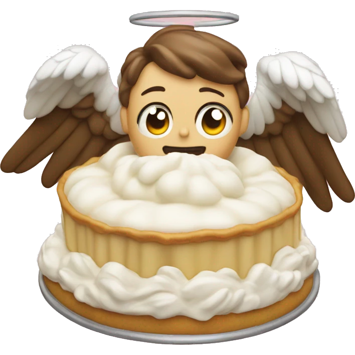 a cream pie flying with angel wings emoji