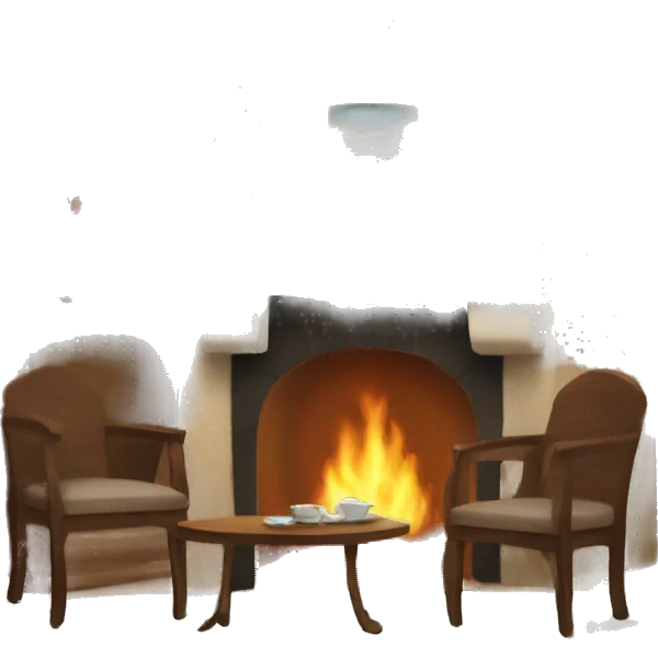 A tea in a table with a fireplace  emoji