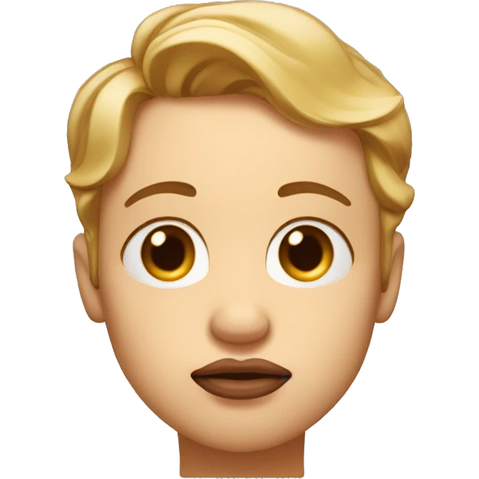 puckered lips - sharp jaw - squinted eyes - raised eyebrow emoji