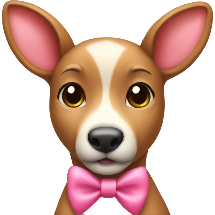 A cute dear with a pink bow as a collar  emoji