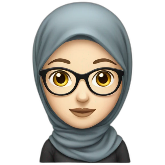 White girl with hijab with glasses emoji