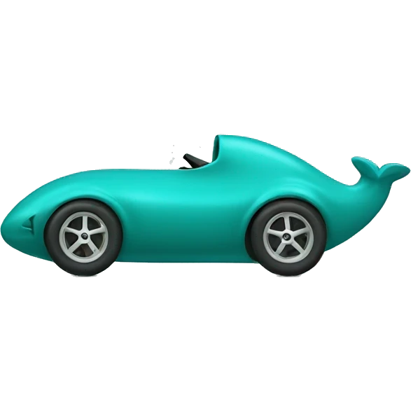 teal seal zooming along in teal racecar side view emoji