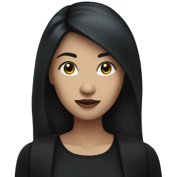 woman standing with black clothes, pale skin, and long black hair emoji