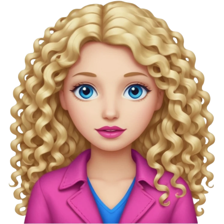 açık tenli  uzun kıvırcık sarı saçlı mavi gözlü   dudak rengi pembe yetişkin kadın bana emoji oluştur emoji