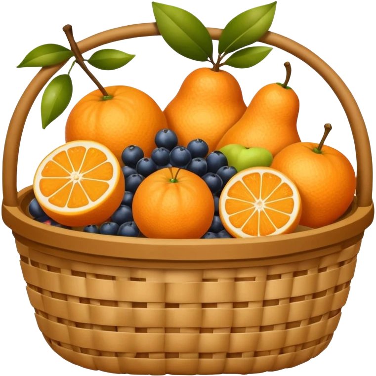 Orange plaid lining basket with both food, drink and fruits emoji