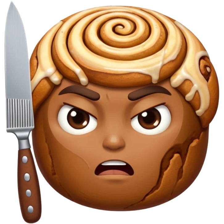 angry cinnamon roll holding weapon emoji