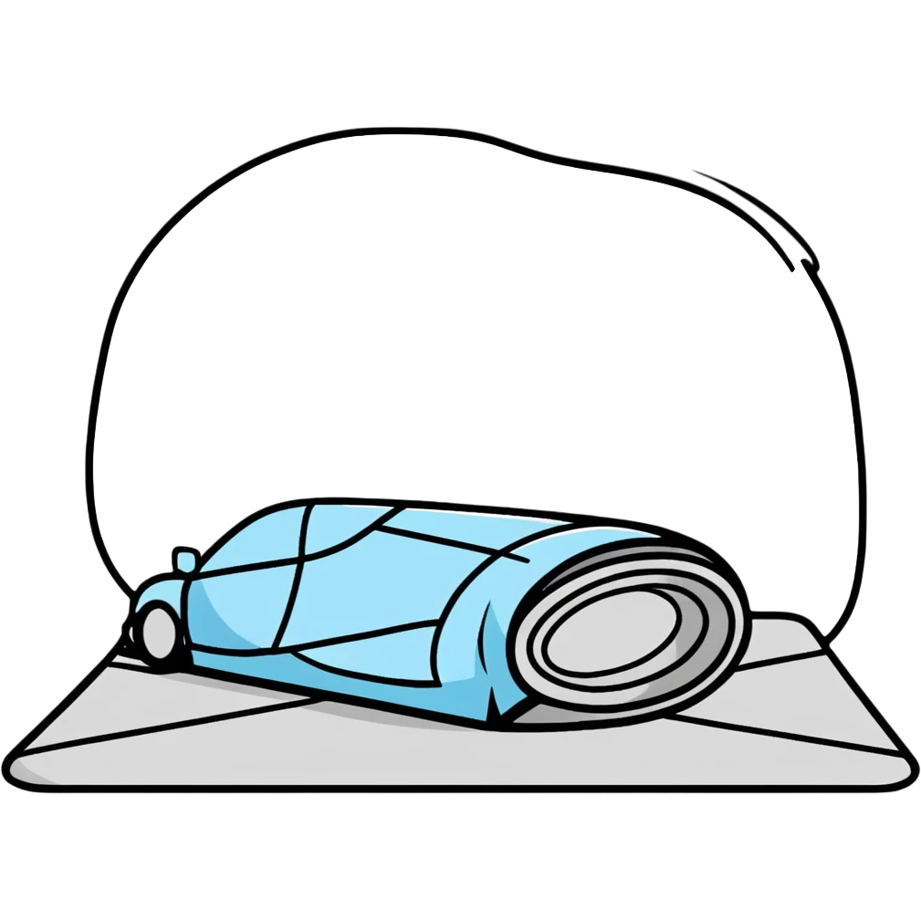 cartoon sticker style crash mat with bold outline emoji