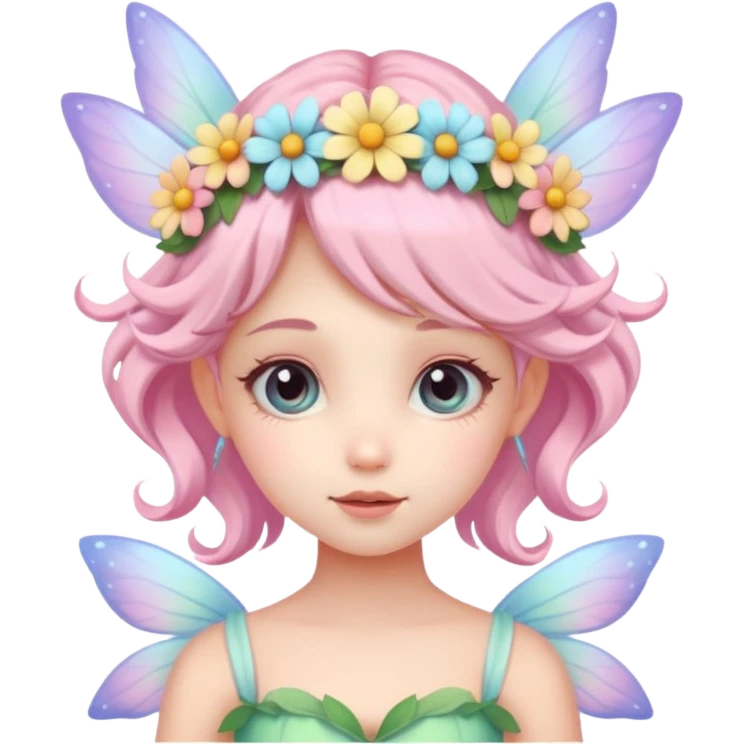 cute pastel fairy girl flower head decoration emoji