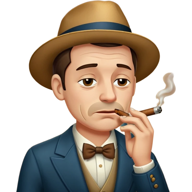 1890’s old fashioned fella wearing elegant clothes crying while smoking a cigar emoji