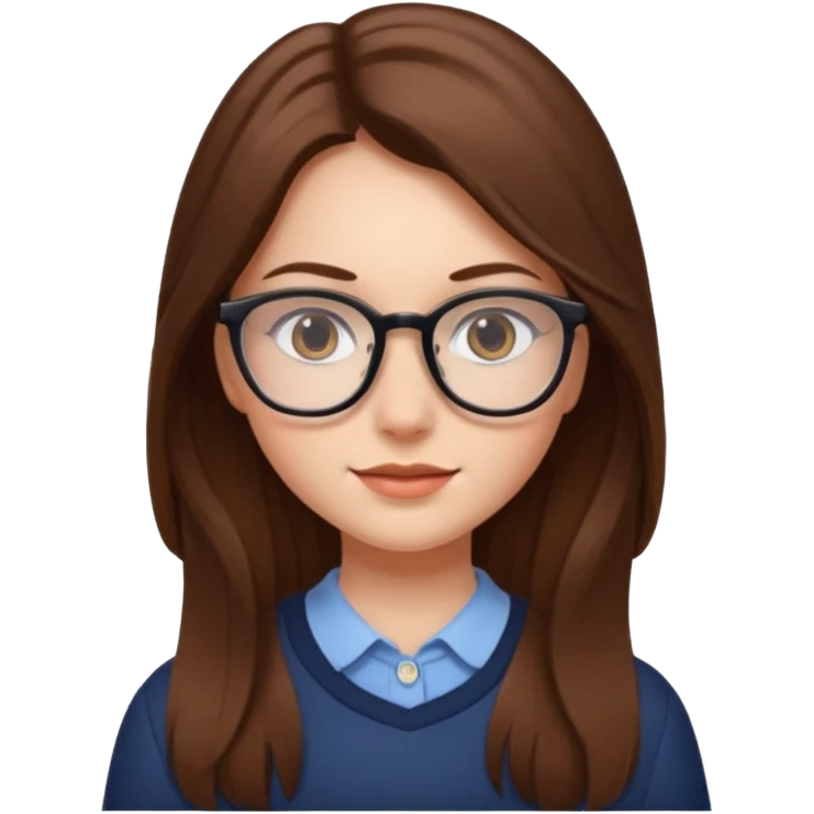 Girl with glasses and long brown hair emoji