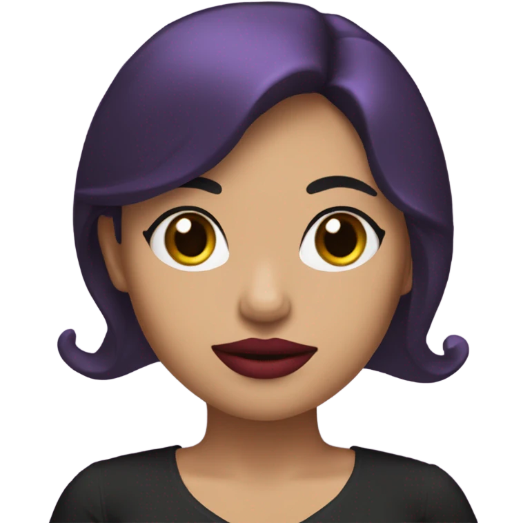  A Mexican girl with red lipstick long black hair in a purple outfit ￼ emoji