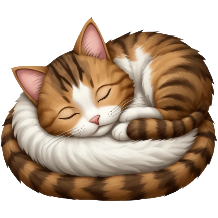 dark brown tabby and white cat sleeping rolled over and upside down emoji