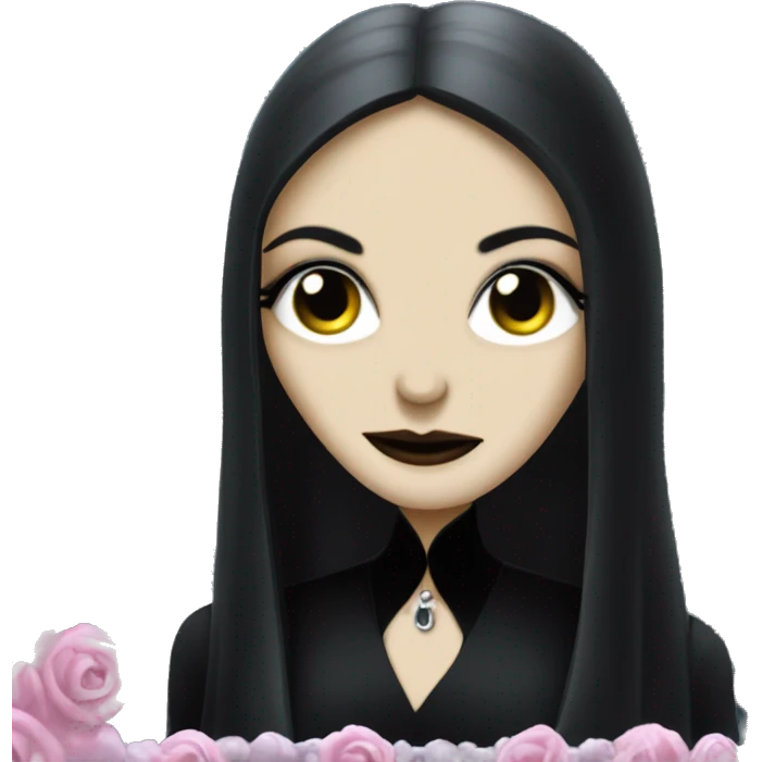 Morticia Addams at a rainy funeral  emoji