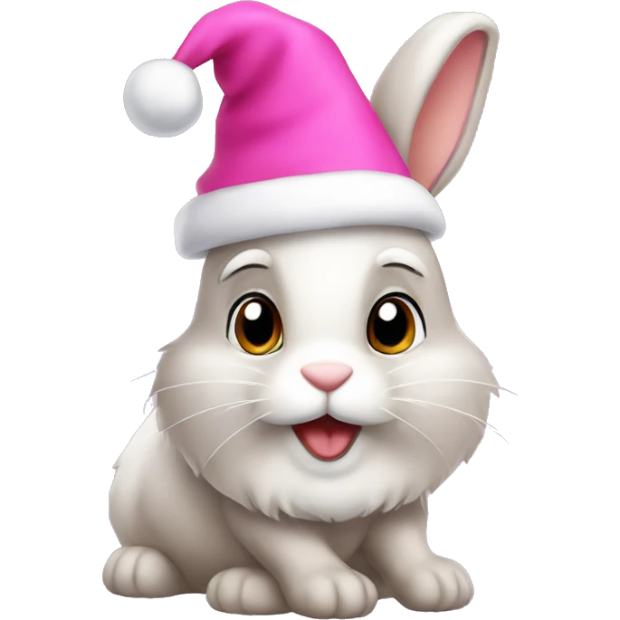 Bunny with a pink Santa hat  emoji