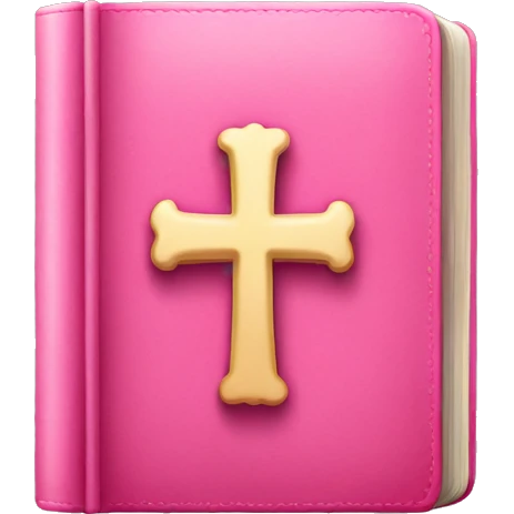 Pink bible with an Cross emoji