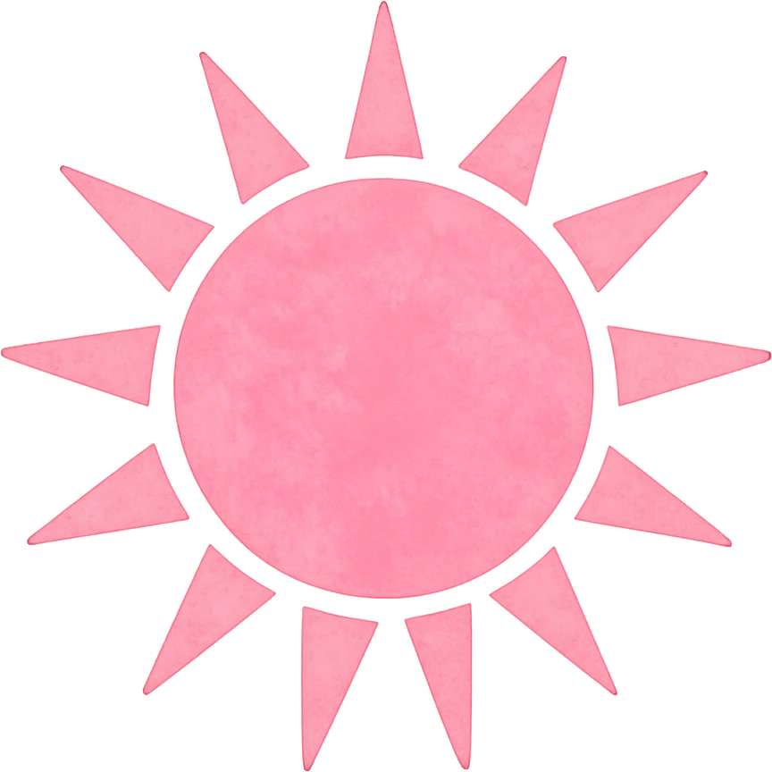 pink sun, digital illustration emoji