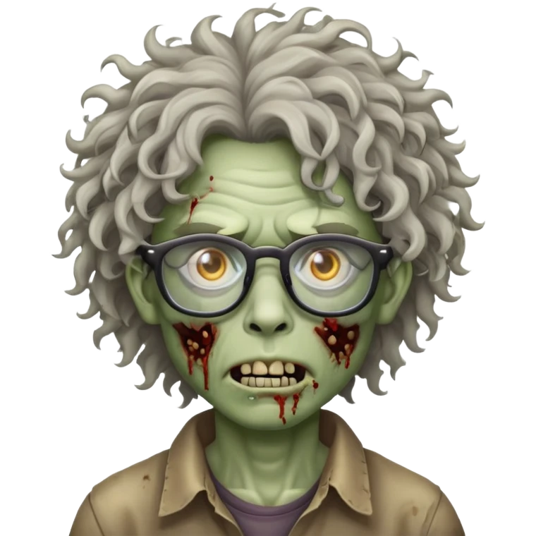 zombie with curly hair and glasses emoji