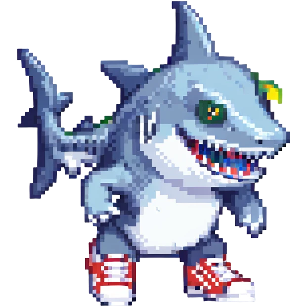 a shark wearing sneakers emoji