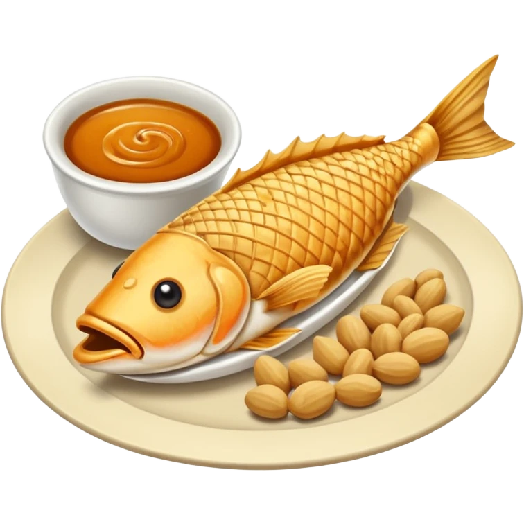 fish and peanut indonesian food emoji