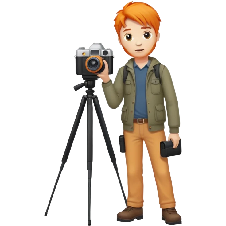 orange hair full body man with camera standing emoji