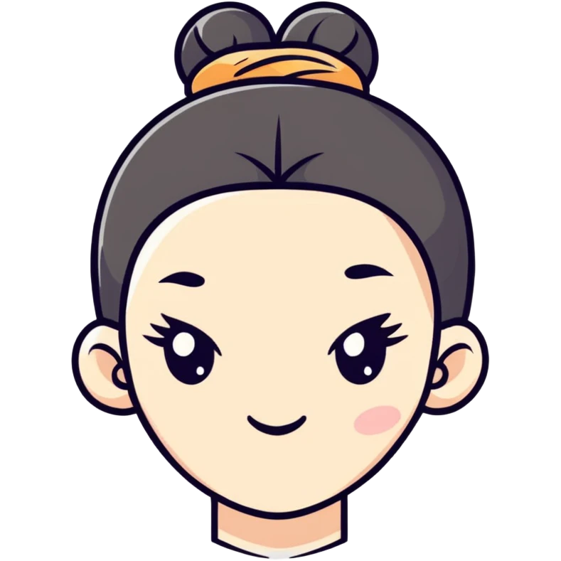 head with a bun hairstyle emoji