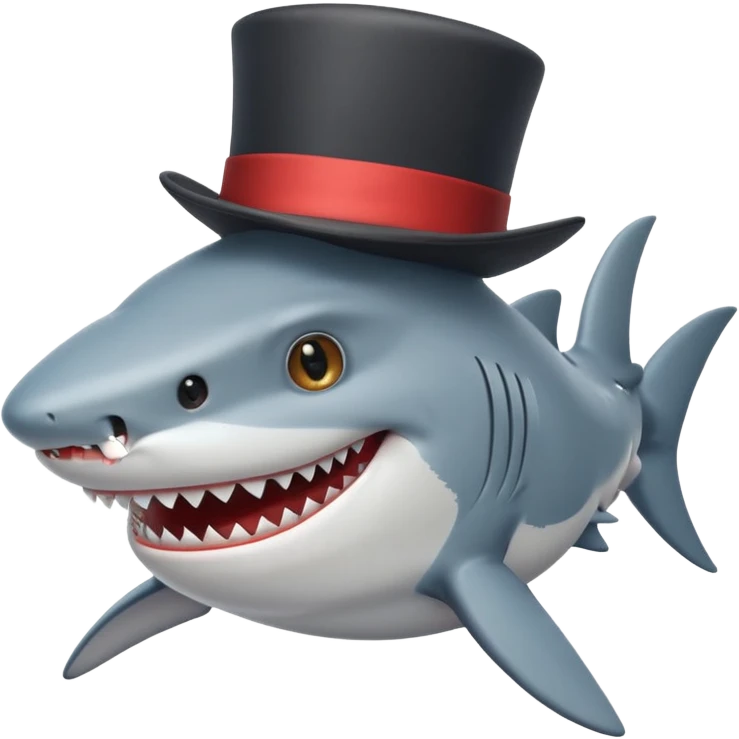 Shark with a top hat emoji