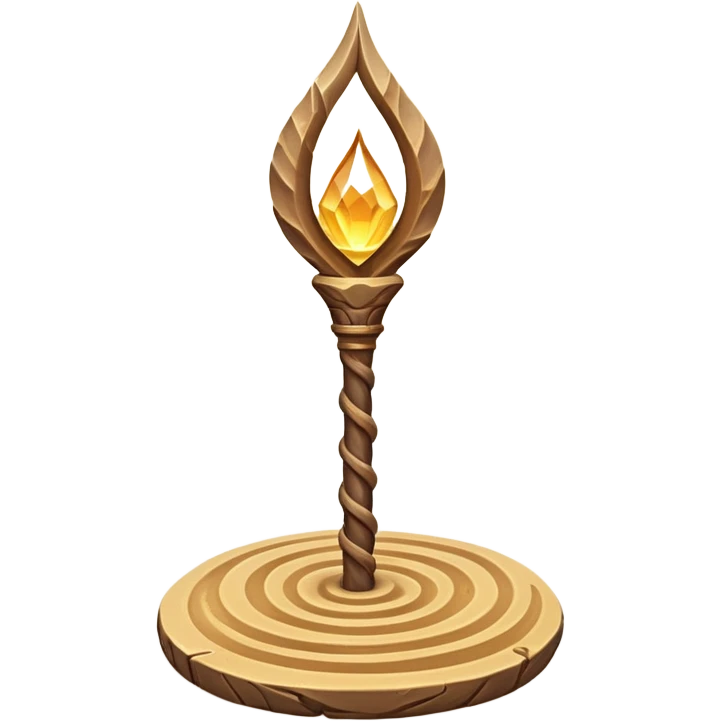 desert sand mage staff object icon, ancient wooden staff, swirling sand crystal on top, glowing golden aura, small floating sand particles, fantasy desert style, 3D cartoon, mobile game icon style, centered, clean background, soft shadow, no text, no watermark
 emoji