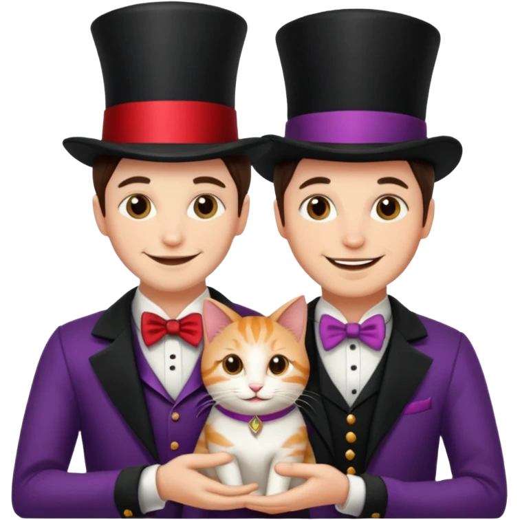 magician couple and their pet cat emoji