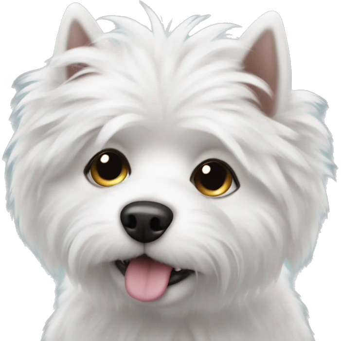 White fluffy dog with dark eyes emoji