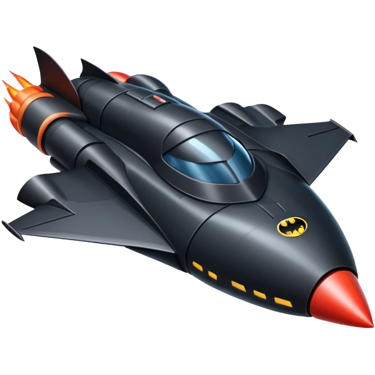 batmobile riding a rocket ship boom! emoji