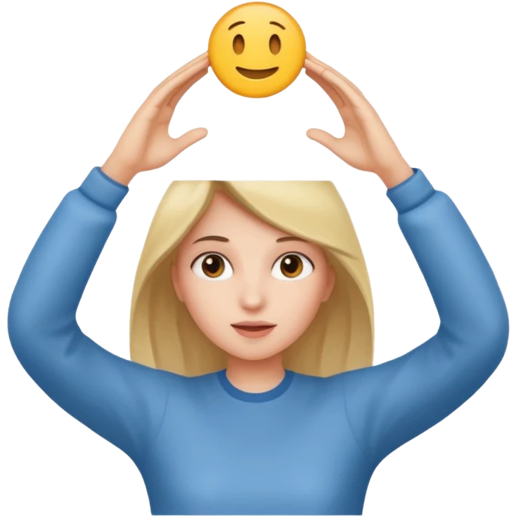 A girl holding something over her head  emoji
