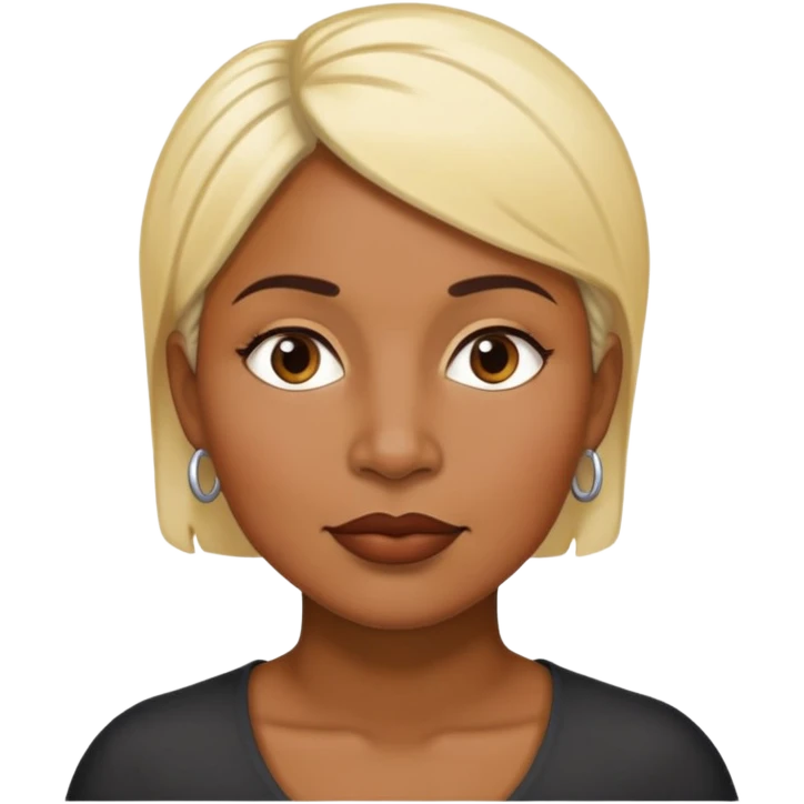 Brown skin 40 year old black woman short blond hair mole on chin to the right side emoji