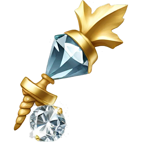 a Diamond Acorn, sparkling cut diamond, with stem of gold emoji