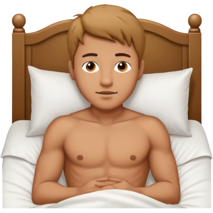 naked handsome man in bed emoji