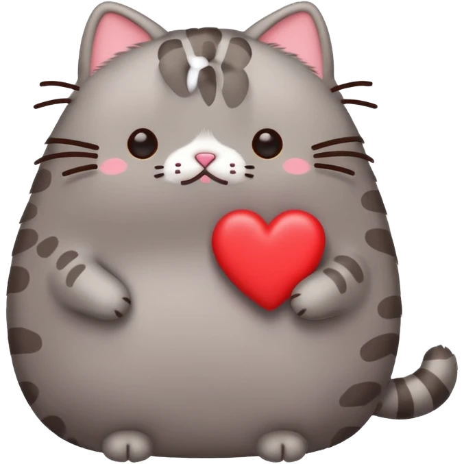 Pusheen cat red heart kawaii cute emoji